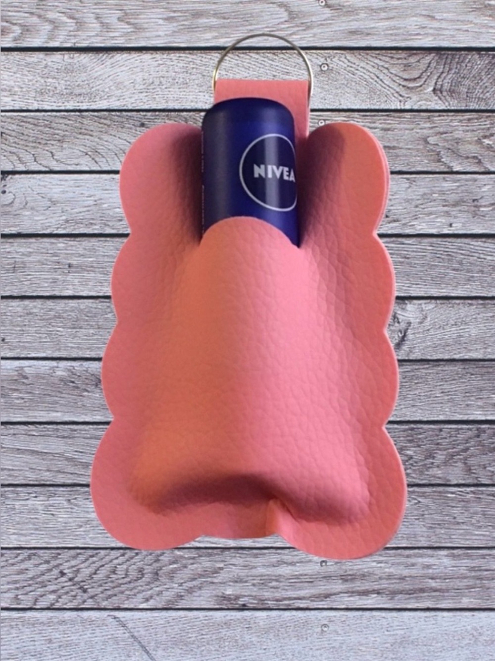 NEW faux leather pink chapstick holder